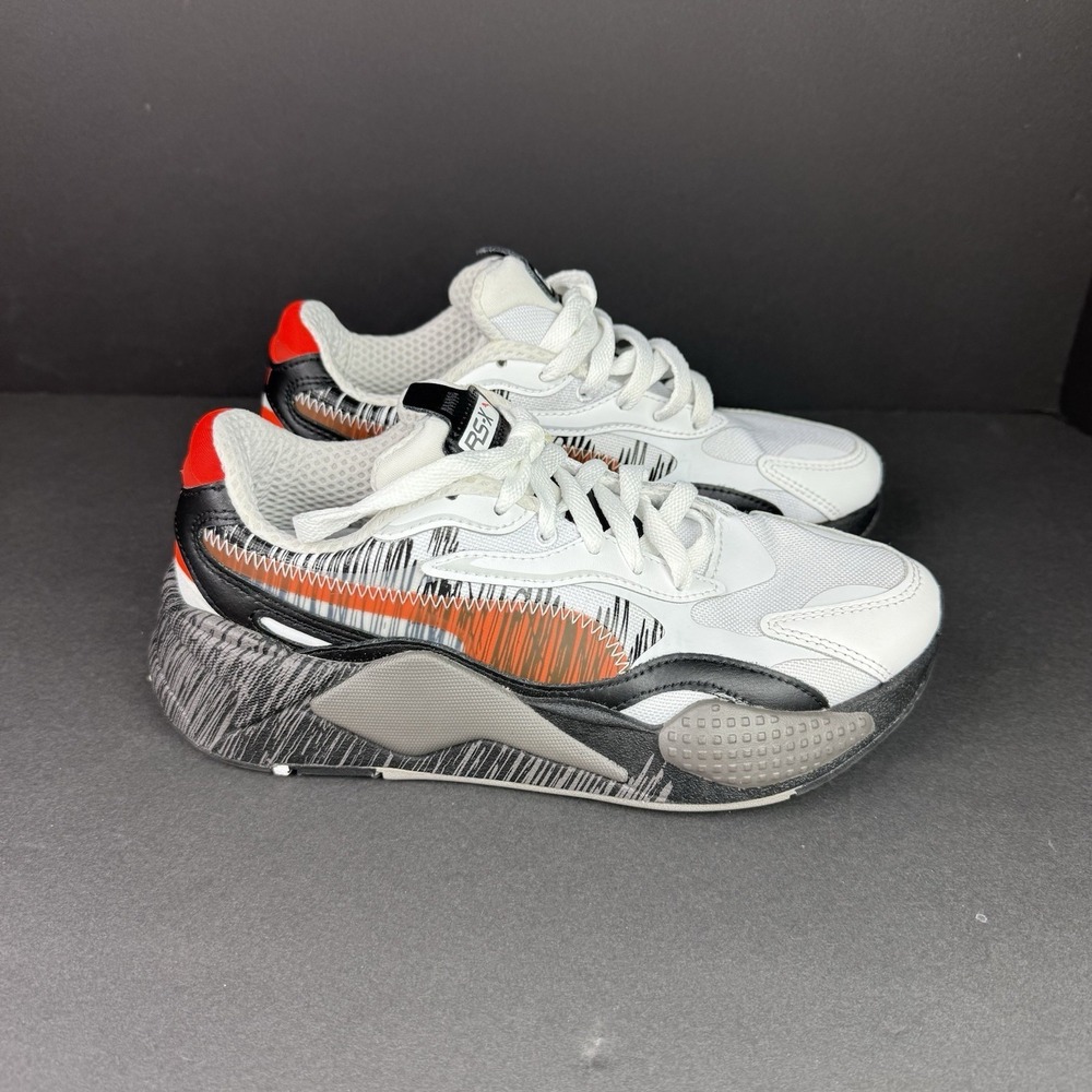 Puma RS X3 Render 386901-01 White Running Shoes Sneakers Size 5C Orange Boys Kid
